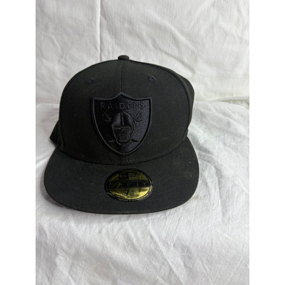 New Era Oakland Raiders NFL 59FIFTY Fitted Baseball Cap Black Size 7 1/2